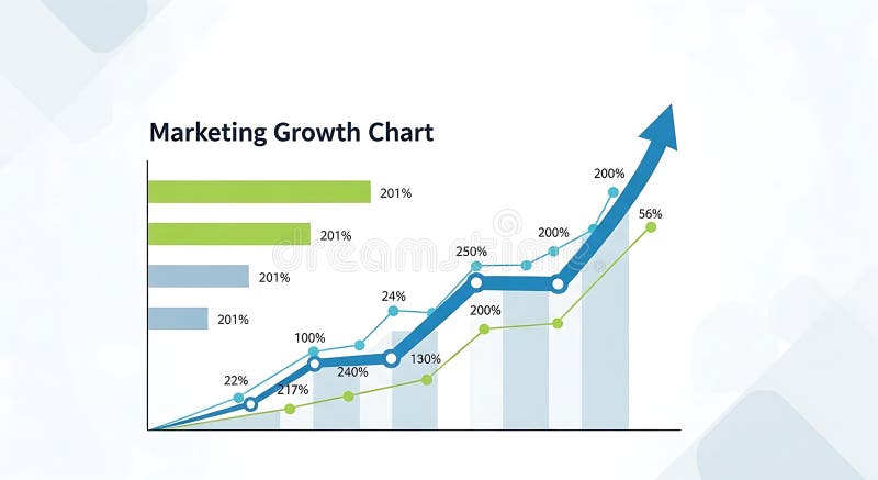 marketing growth chart business success sales increase upward trending showing illustrates positive progress financial 414218617